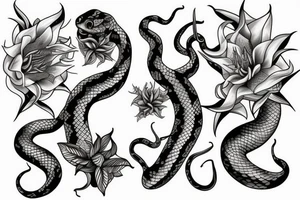 a snake with a datura flower in its mouth tattoo idea