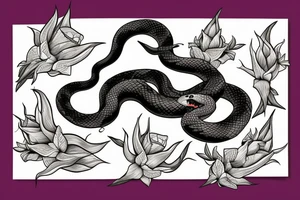a snake with a datura flower in its mouth tattoo idea