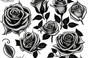 rose with leaves and buds tattoo idea