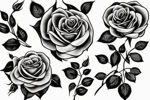 rose with leaves and buds tattoo idea
