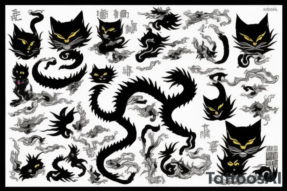 Black Cat as a Mystic Dragon tattoo idea