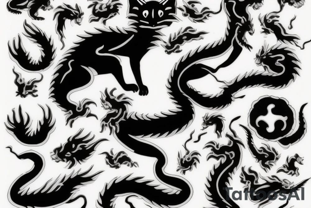 Black Cat as a Mystic Dragon tattoo idea