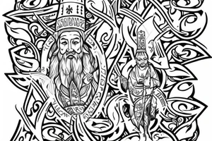 St.Patrick pray with sak-yant style tattoo idea