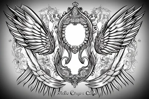angel wings whis sword in midel tattoo idea