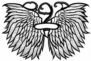 angel wings whis sword in middele tattoo idea
