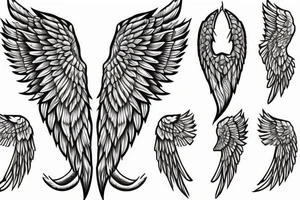 angel wings grows into the sword tattoo idea