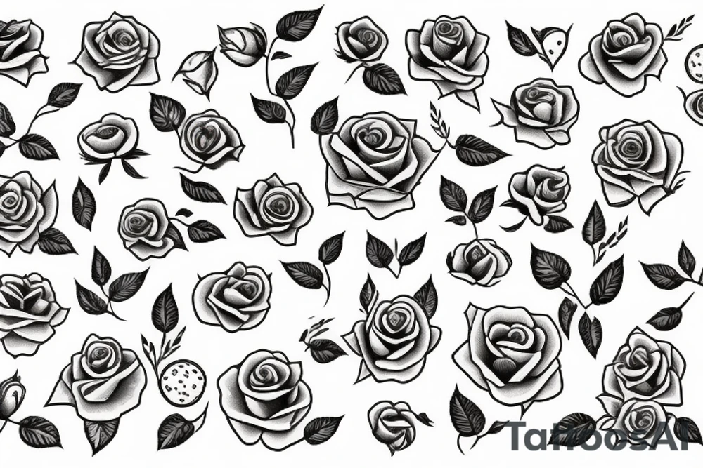 doodle style lemon with roses tattoo idea