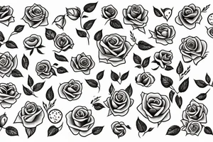 doodle style lemon with roses tattoo idea