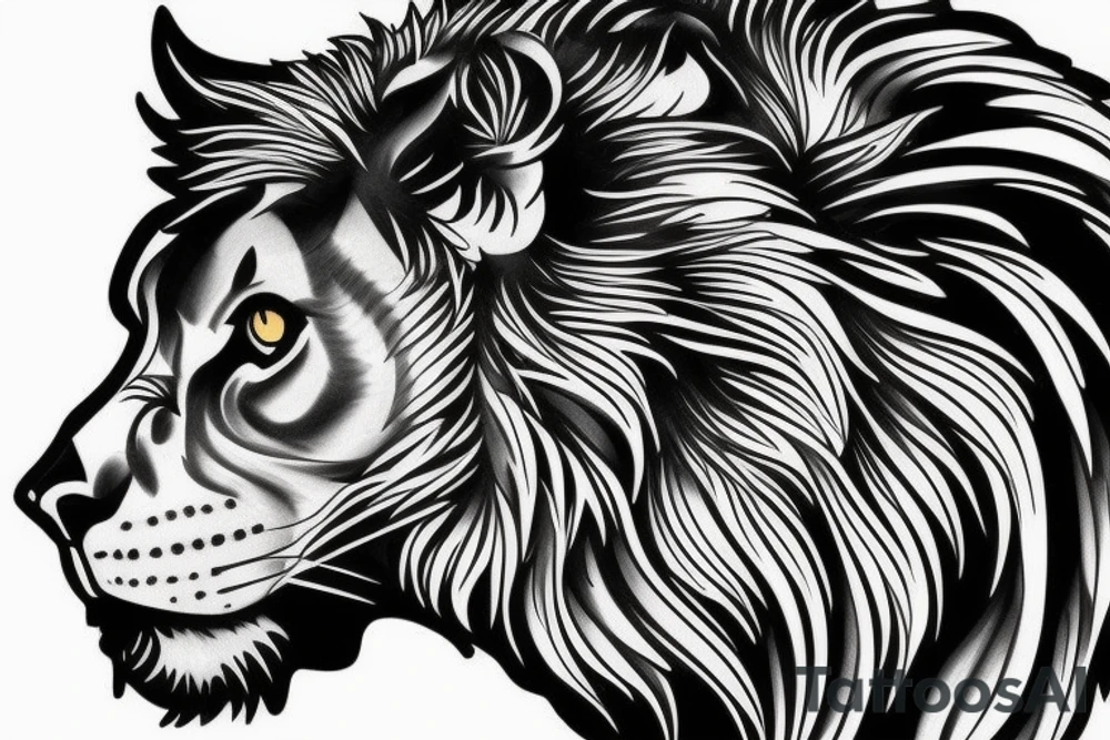 Black lion tattoo idea