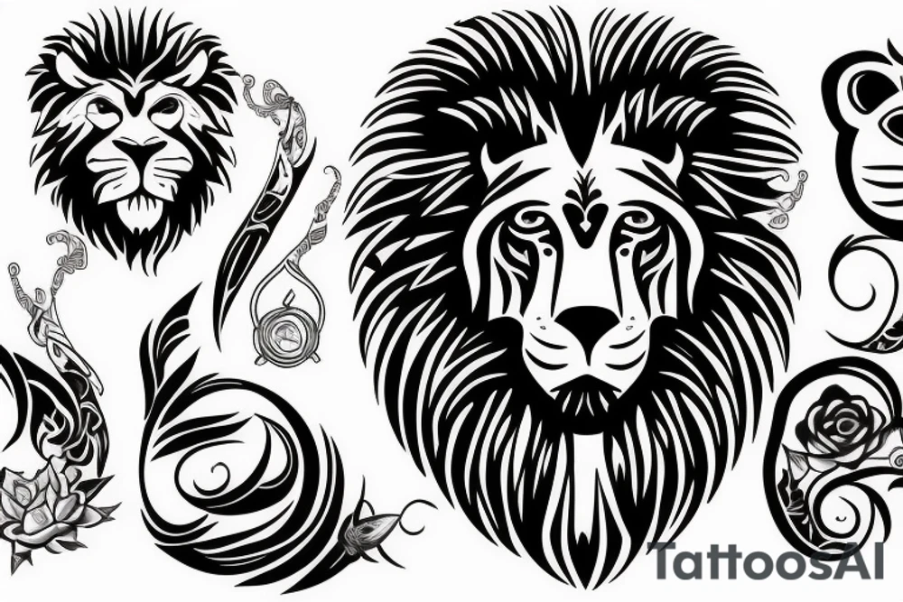 Black lion tattoo idea