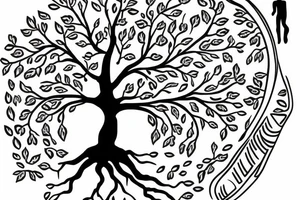 Create a simplistic tree of life tattoo that follows the spine from C7 to L2 tattoo idea