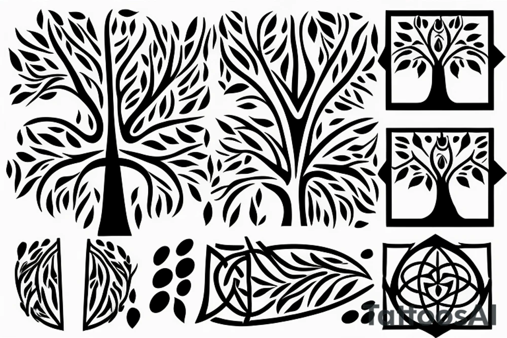 Create a simplistic tree of life tattoo that follows the spine from C7 to L2 tattoo idea