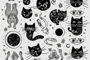 cat in the space tattoo idea
