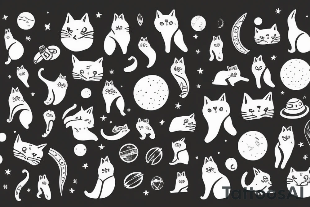 cat in the space tattoo idea