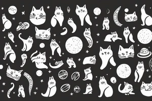 cat in the space tattoo idea