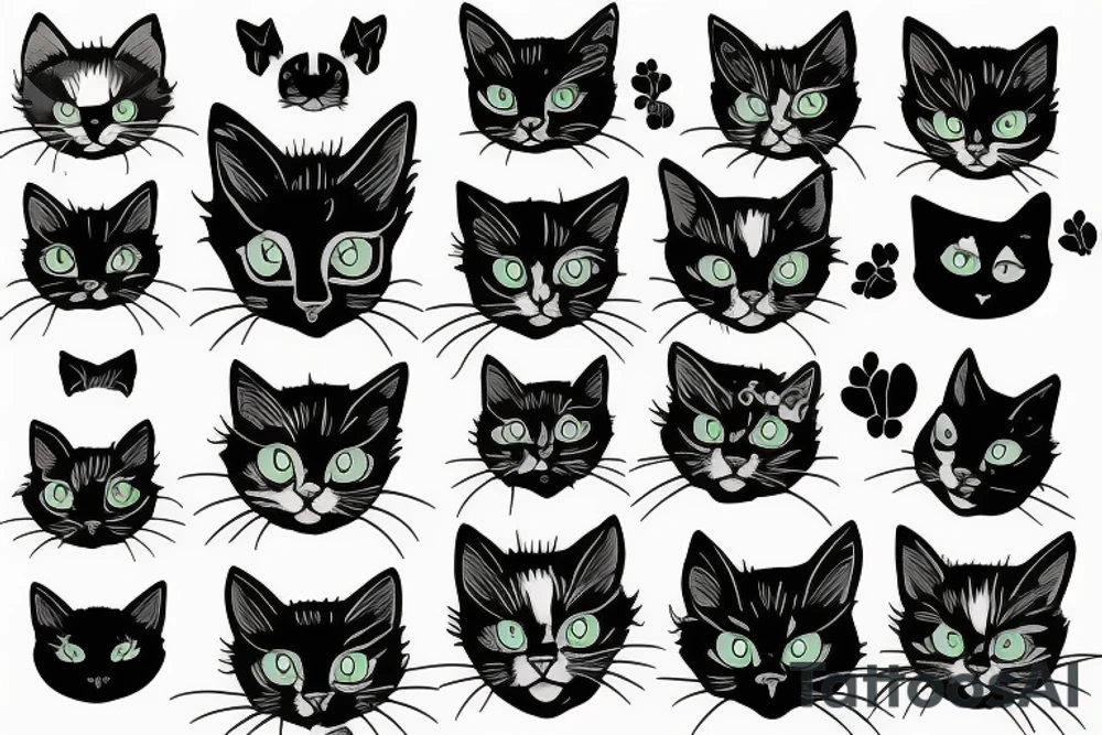black cat portrait tattoo idea