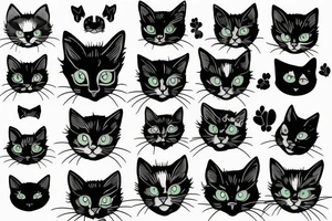 black cat portrait tattoo idea
