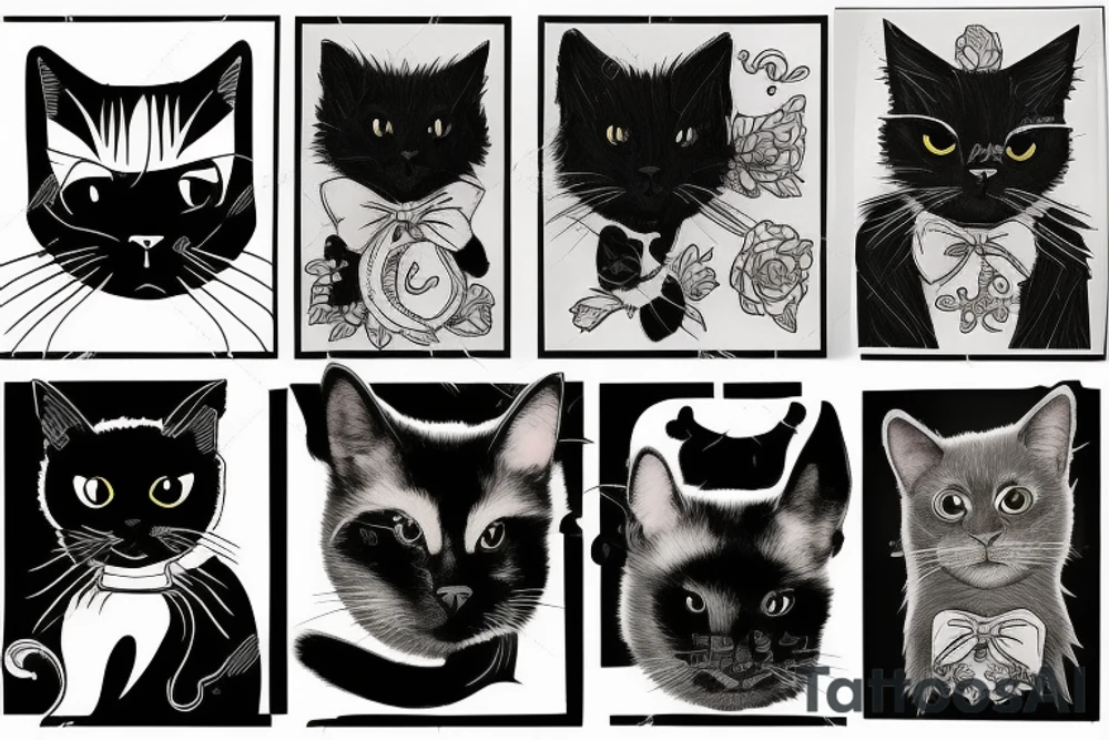 black cat portrait tattoo idea