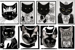 black cat portrait tattoo idea