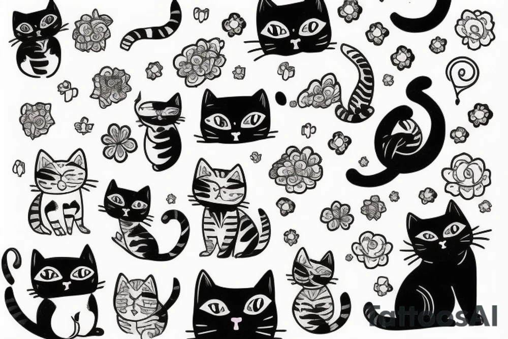 cute cat tattoo idea