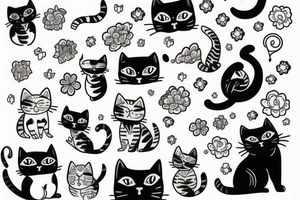 cute cat tattoo idea