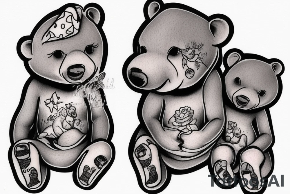 Mama bear three baby Cubs Annabel adalyn Noelle tattoo idea