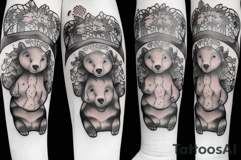 Mama bear three baby Cubs Annabel adalyn Noelle tattoo idea