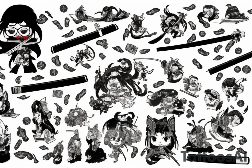 Money with a katana tattoo idea
