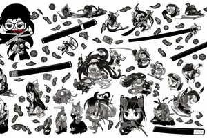 Money with a katana tattoo idea
