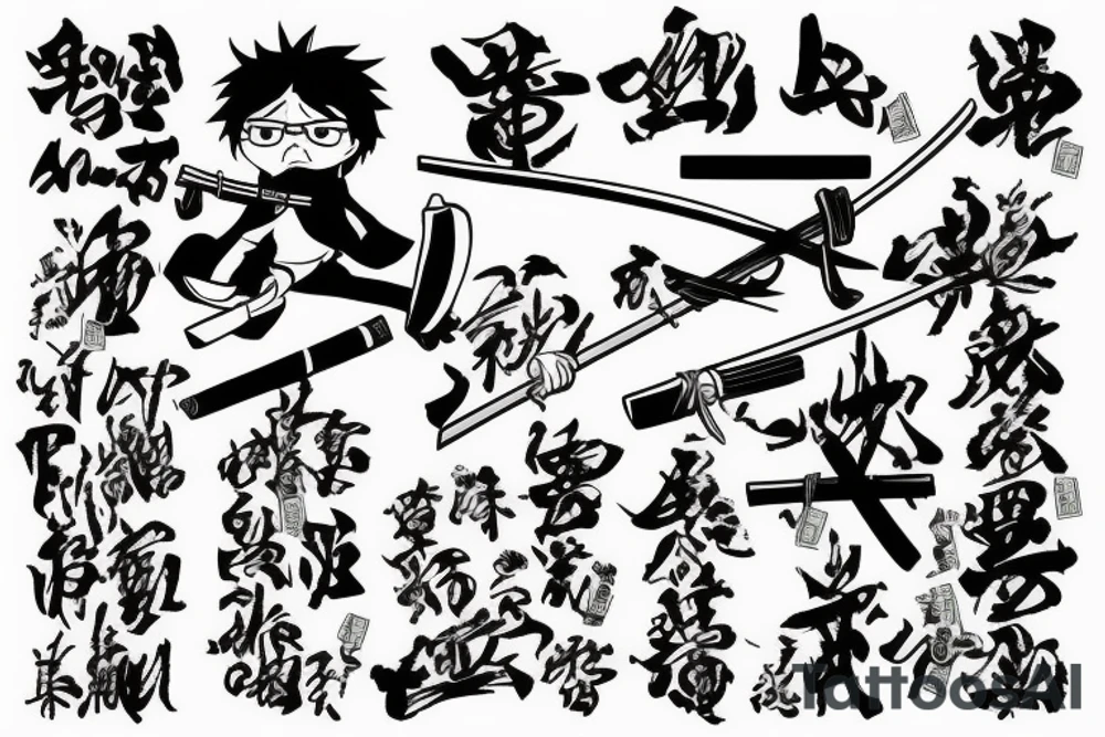 Money with a katana tattoo idea