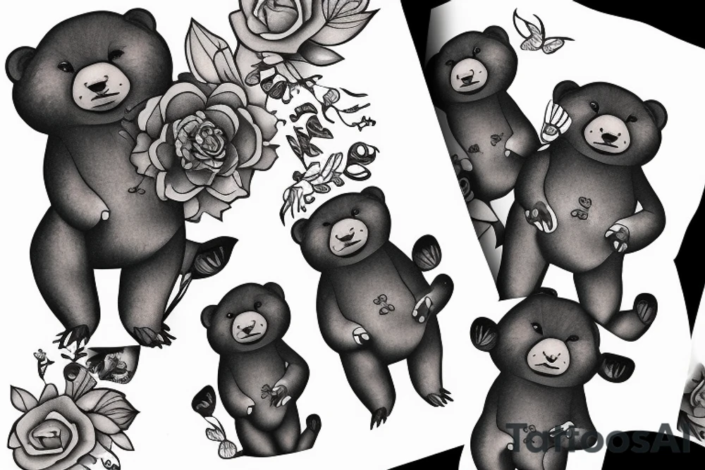 Mama bear three baby Cubs Annabel adalyn Noelle tattoo idea