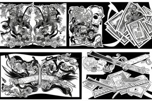 Money with a katana tattoo idea