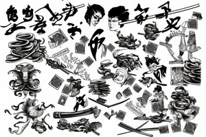 Money with a katana tattoo idea