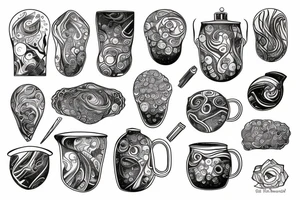 Half cracked pot with liquid universe inside tattoo idea