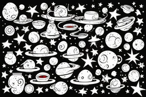 Half cracked pot with universe and stars pouring out tattoo idea