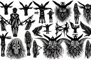 Baphomet crucified with a skeletal body tattoo idea