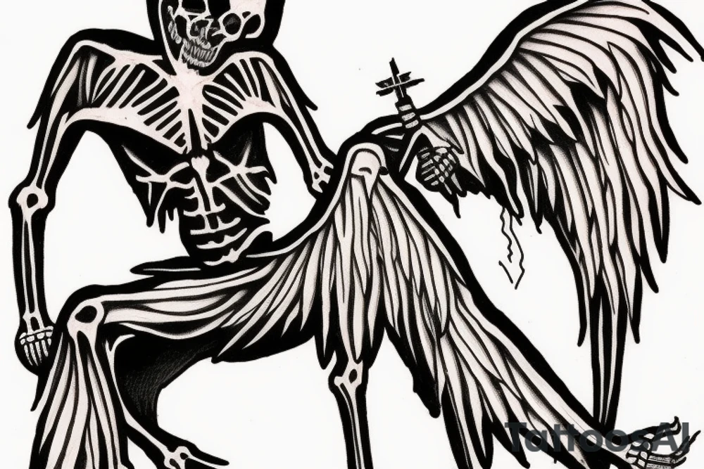 Baphomet crucified with a skeletal body tattoo idea