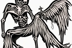 Baphomet crucified with a skeletal body tattoo idea