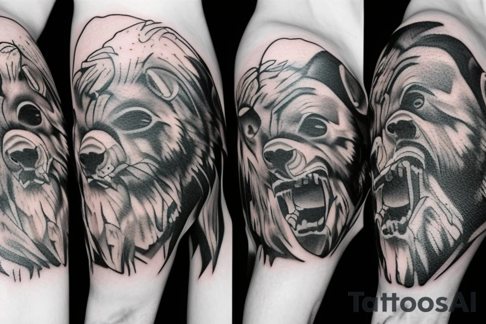 Bear Tearing into the skin tattoo idea