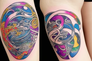 Half cracked pot with pouring out universe tattoo idea