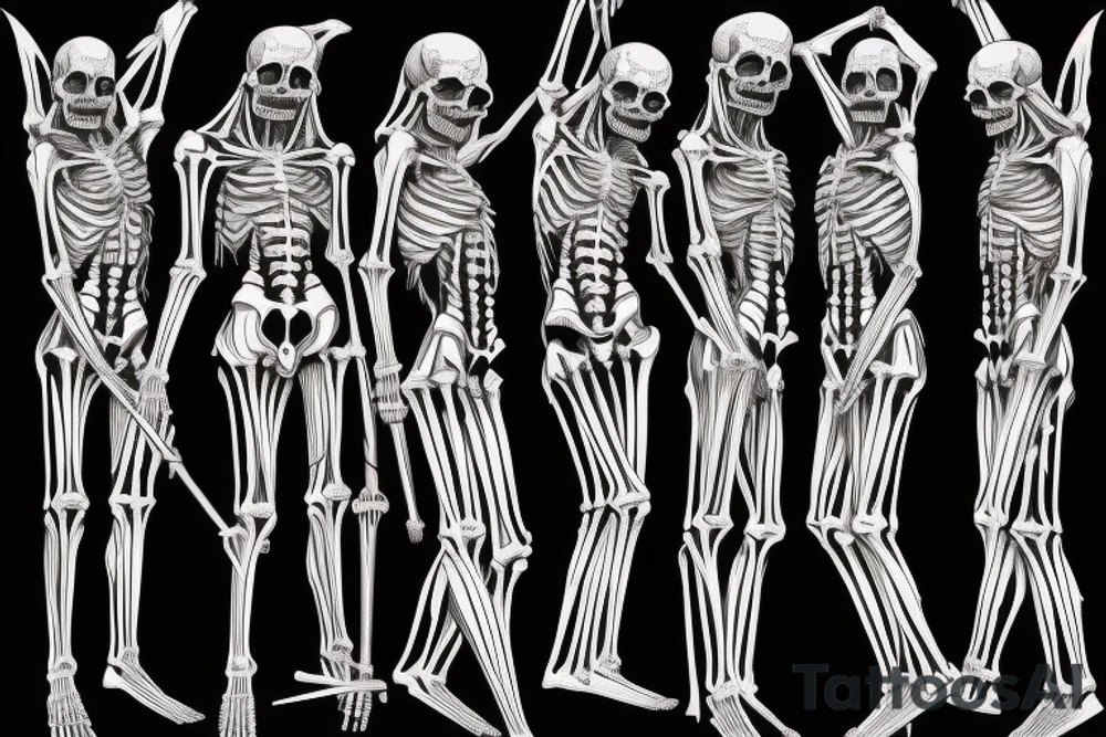 Baphomet the Satanic Statues crucified with a skeletal body tattoo idea