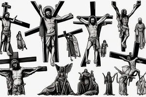 satanic crucifixion tattoo idea