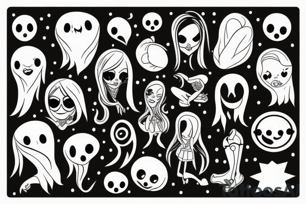 Cute female ghost tattoo idea