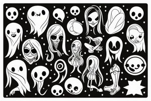 Cute female ghost tattoo idea