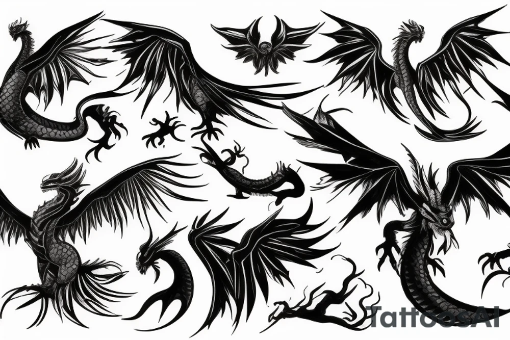 phoenix and dragon tattoo idea
