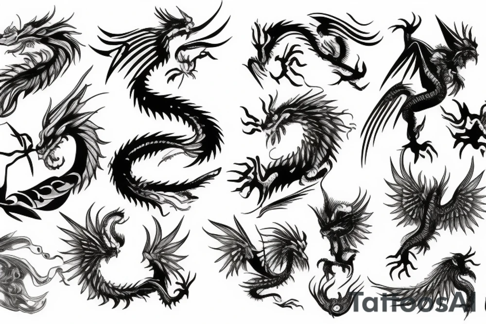phoenix and dragon tattoo idea