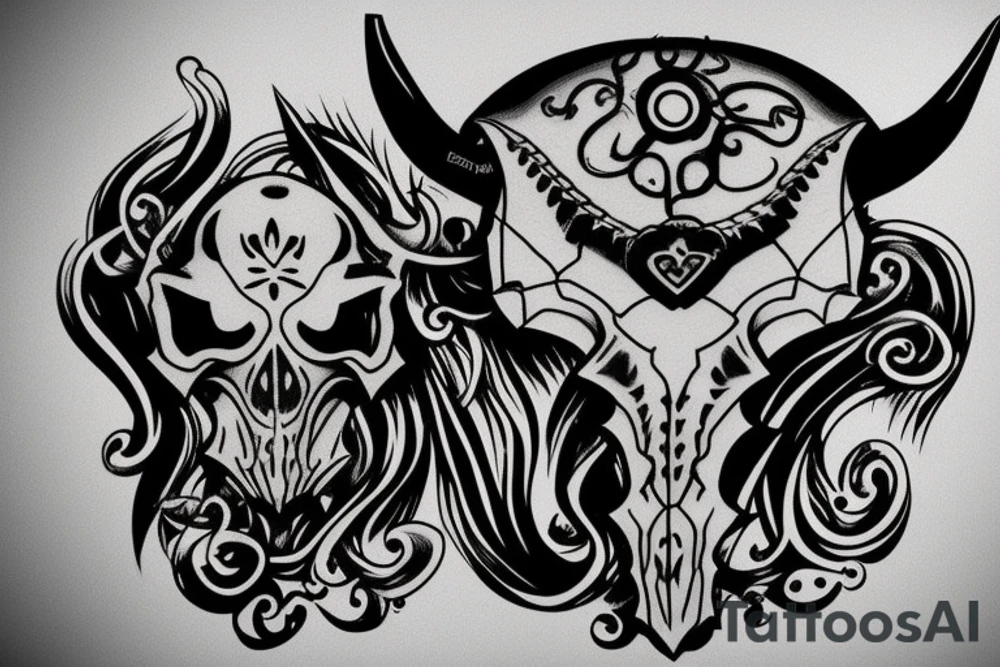 bull skull tattoo idea