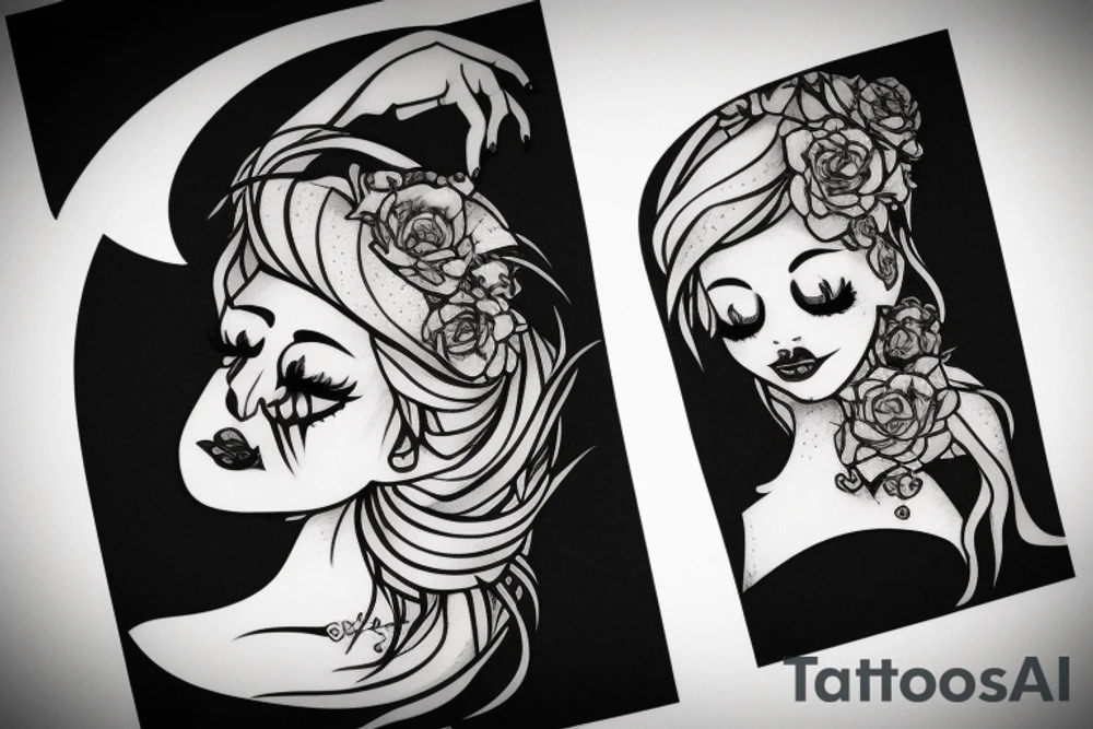 Cute female ghost tattoo idea