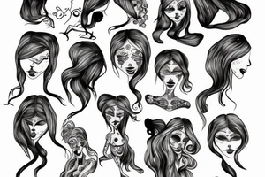 Cute female ghost with body tattoo idea