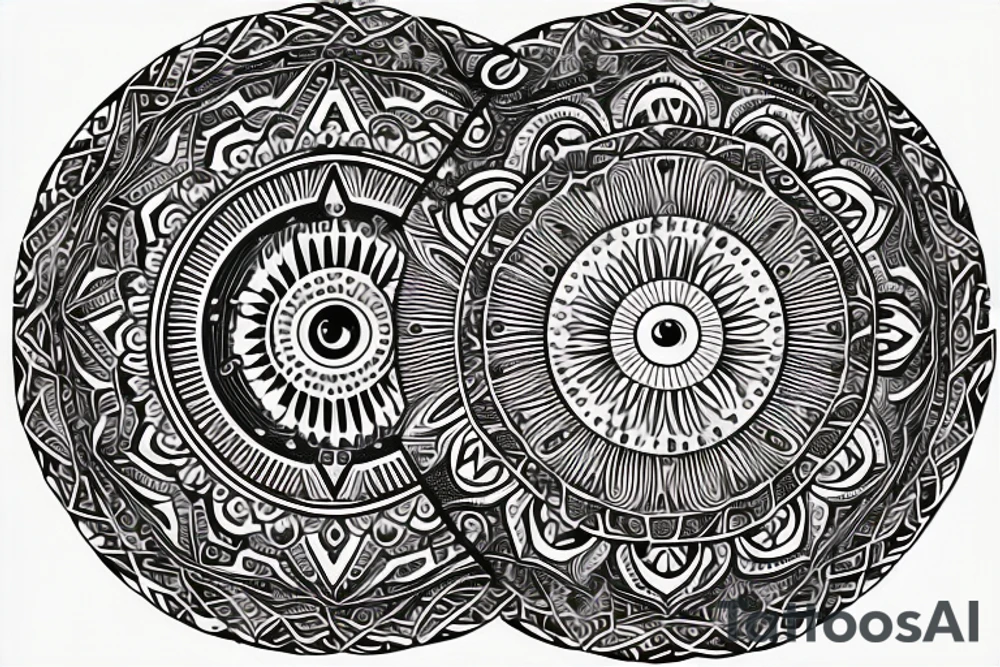 Celestial mandala with evil eye tattoo idea